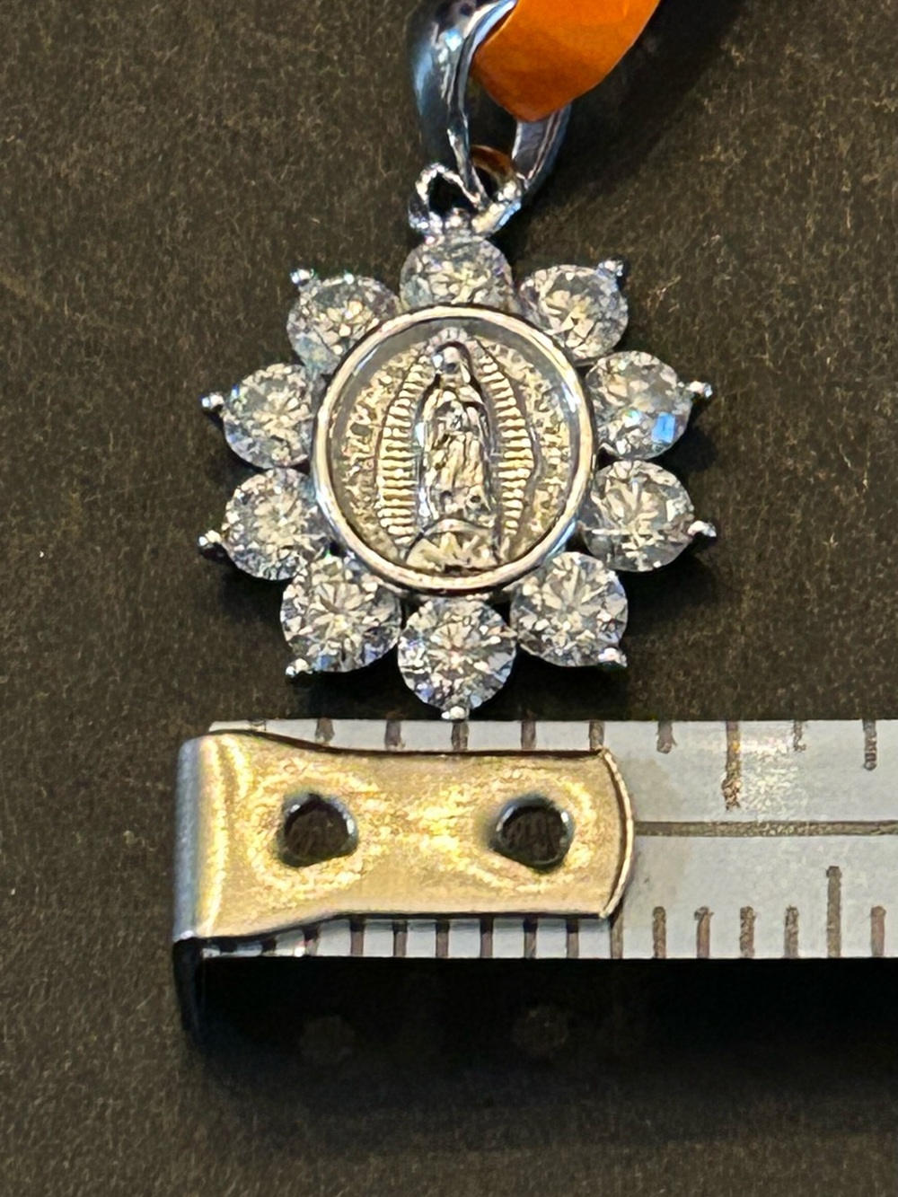 Virgin Mary Halo Pendant Necklace w/ 0.70CTW Moissanite Rounds 925 Sterling - Picture 6 of 9